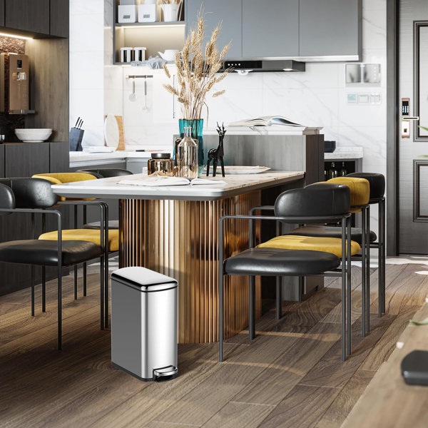 Homhougo 9.5 Gallons Steel Touch Top Trash Can Wayfair